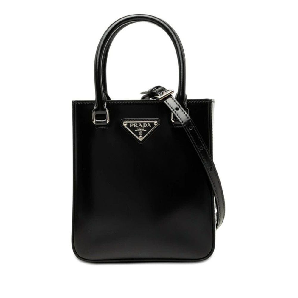 Prada Vitello Leather 2Way Shoulder Bag Black